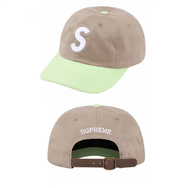 Supreme S Logo Two-Tone Baseball Cap Beige/Lime Green - 1