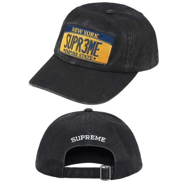 Supreme License Plate Patch Baseball Cap Black - 1