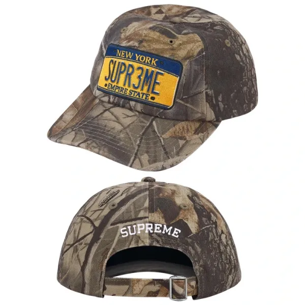 Supreme License Plate Camo Baseball Cap - 1