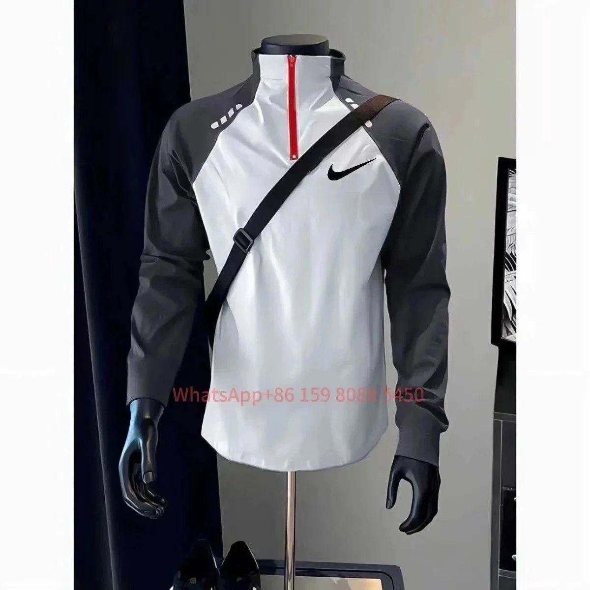 Black/White with Red Zipper
