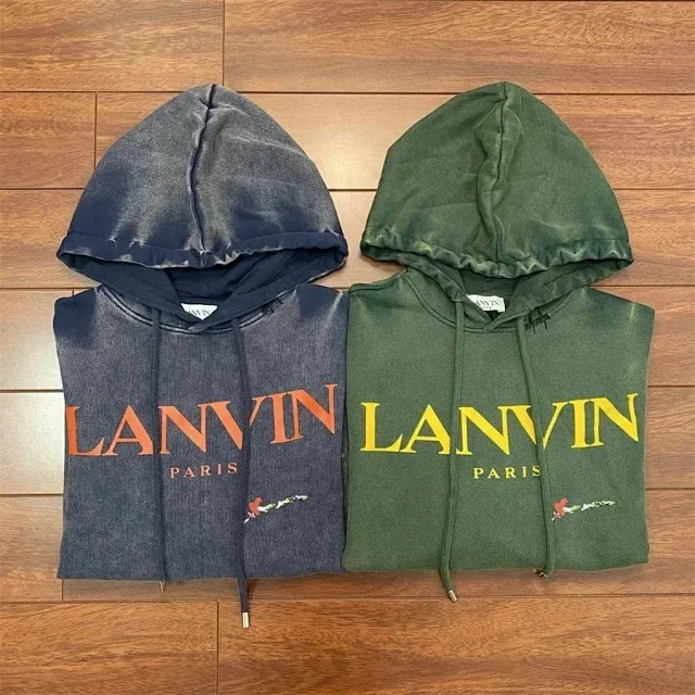Lanvin Hoodies & Sweatshirts Logo Paint-Splatter Pullover Hoodie product detail image 1