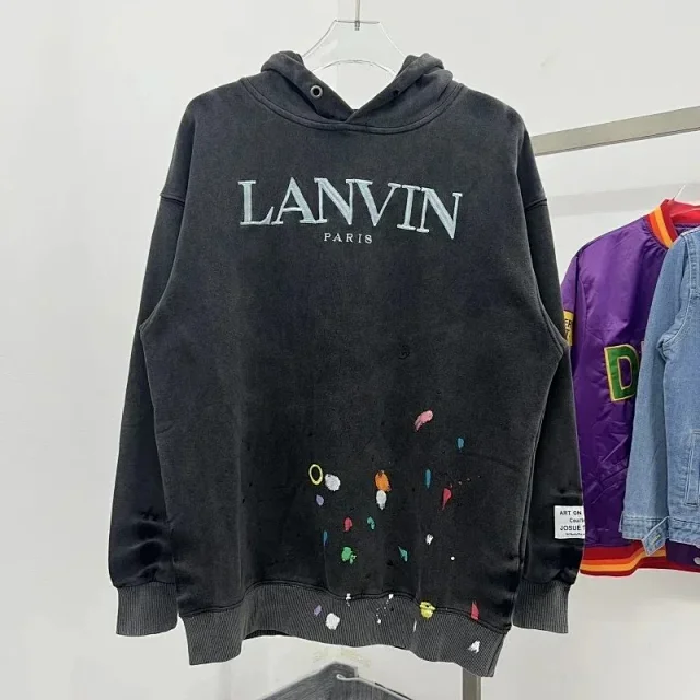 Lanvin Hoodies & Sweatshirts Logo Paint-Splatter Pullover Hoodie product detail image 2