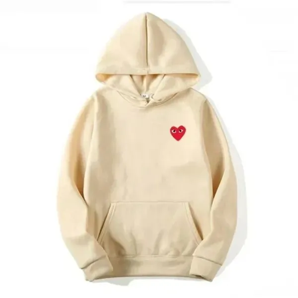 Play Comme des Garçons Red Heart Hoodie Beige - 1