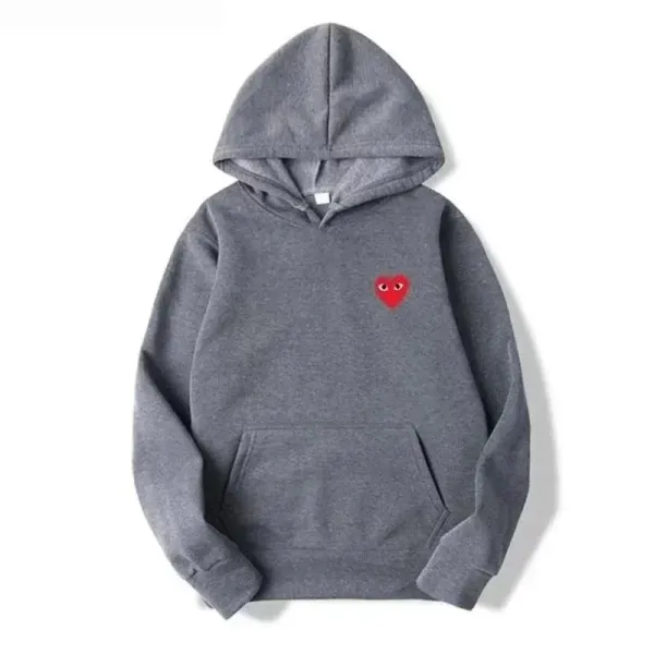Play Comme des Garçons Red Heart Hoodie Gray - 1