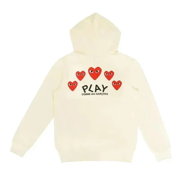 Play Comme des Garçons Red Heart Hoodie Beige - 1