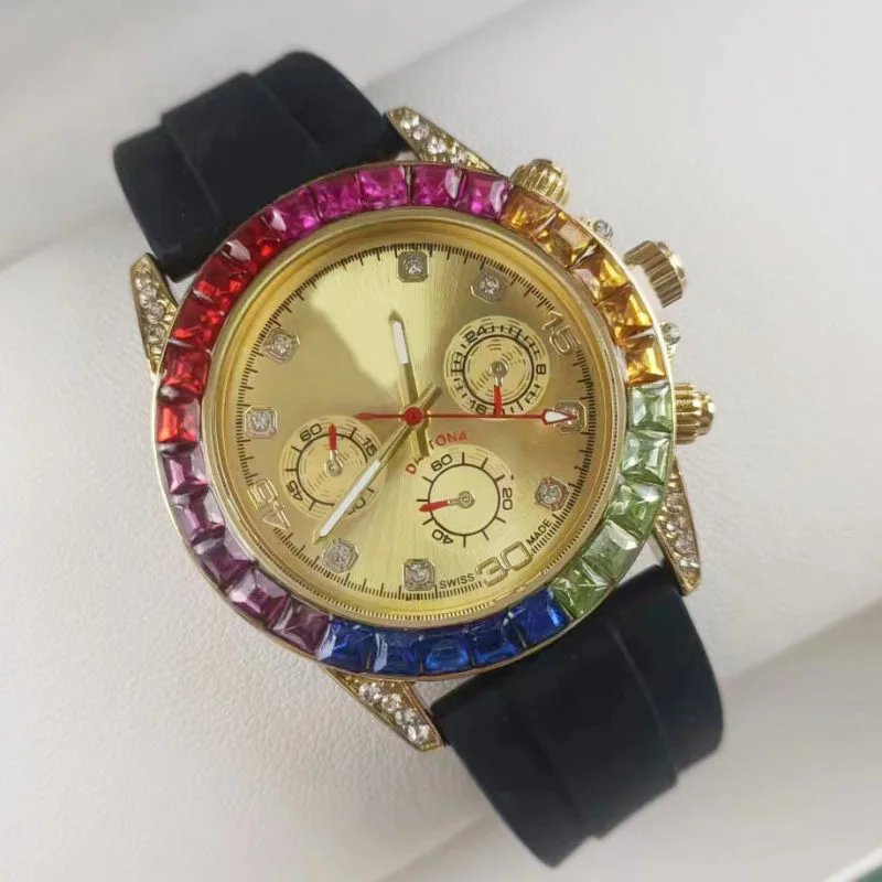 Rainbow Daytona Silicone Strap Gold Dial on Gold