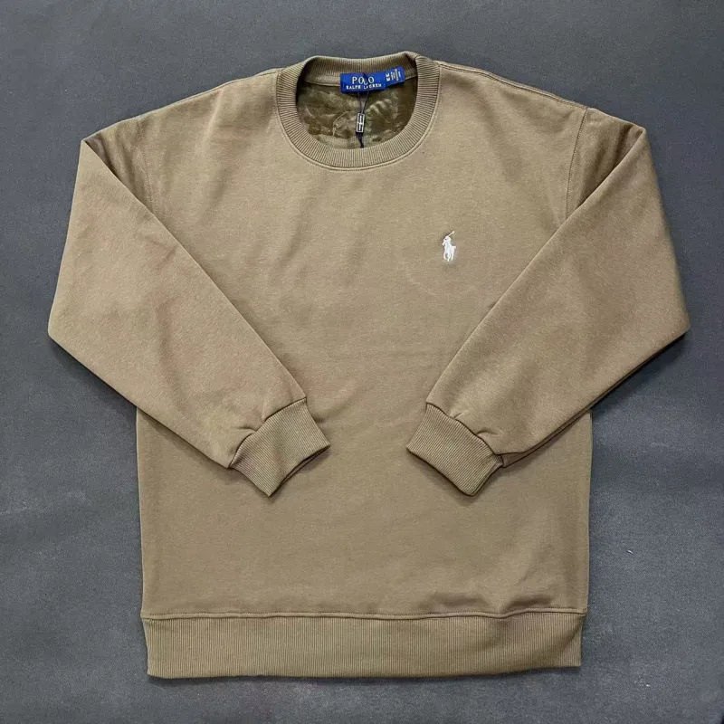 Round neck khaki white label