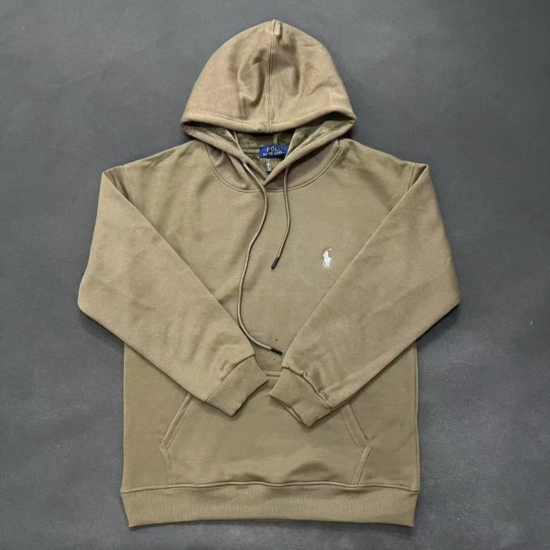Hooded khaki white label