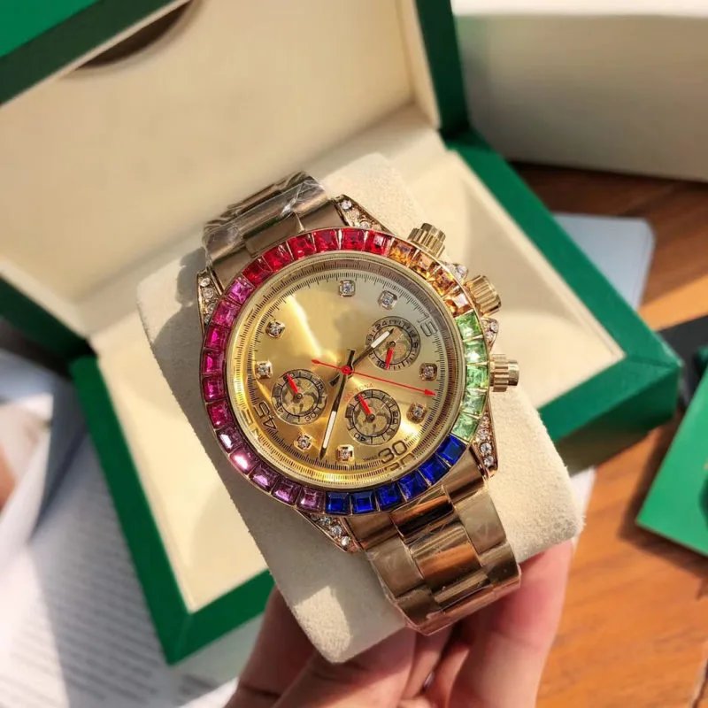 Rainbow Daytona Steel Band Gold Dial on Gold