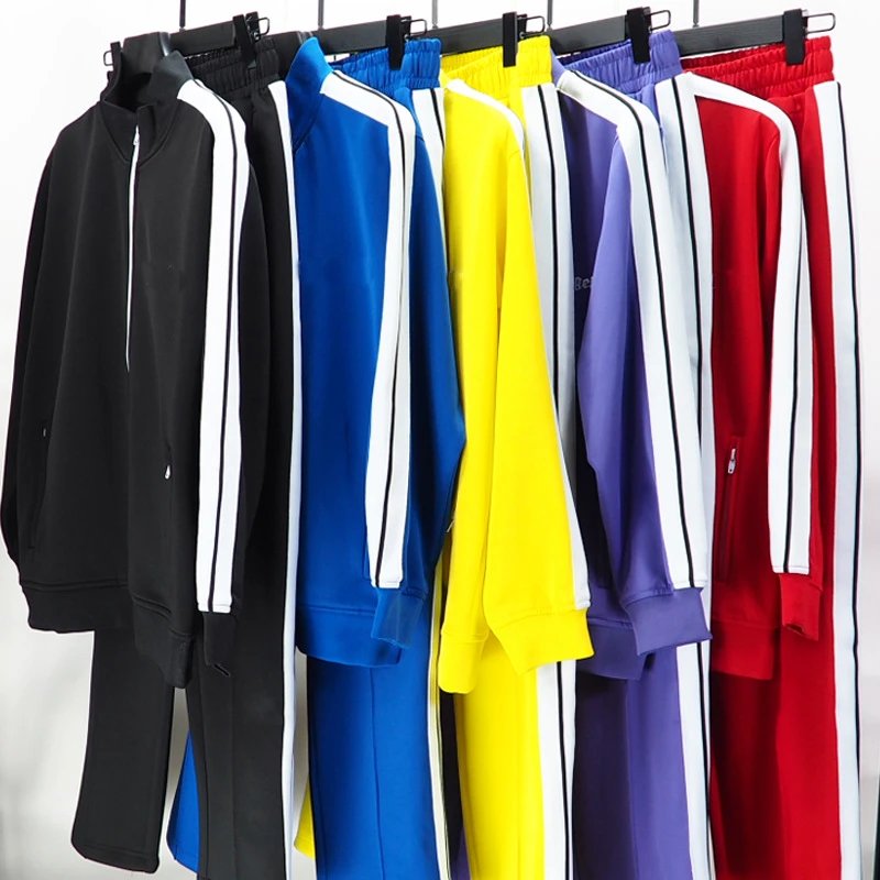 Palm Sport Suit Black and White Striped Casual Unisex Sport Pants Jacket
