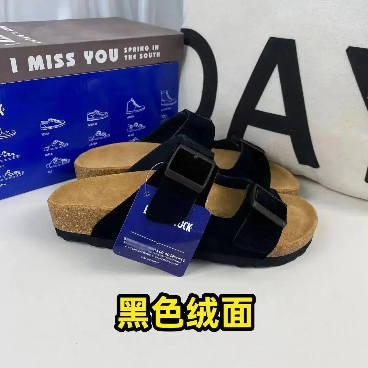 Birkenstock Slippers Boston suede buckle clogs — Black suede sandals