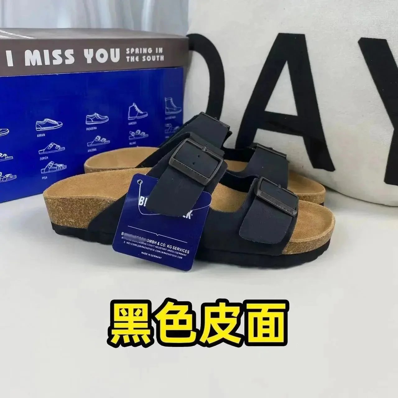 Birkenstock Slippers Boston suede buckle clogs — Black leather sandals