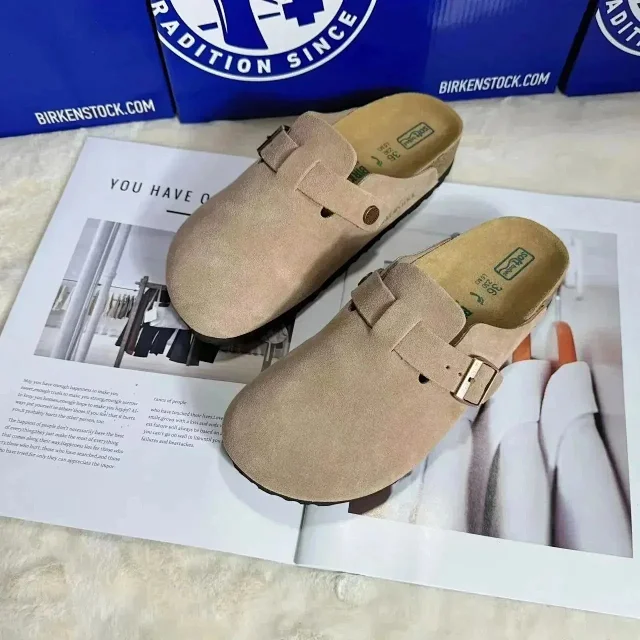 Birkenstock Slippers Boston suede buckle clogs product detail image 10