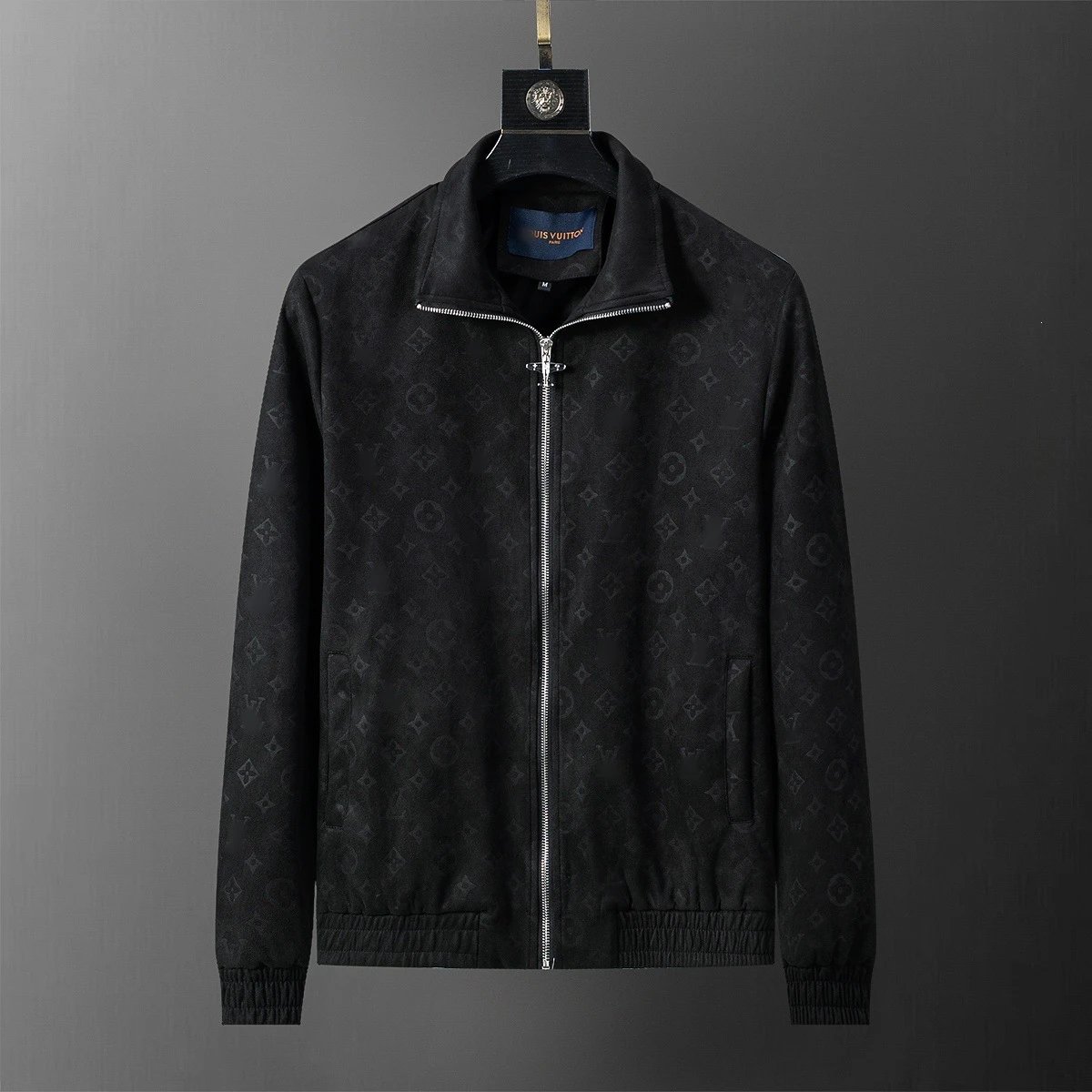 Louis Vuitton Jackets Monogram Zip-Up Jacket — Black 56042 (leather and velvet)