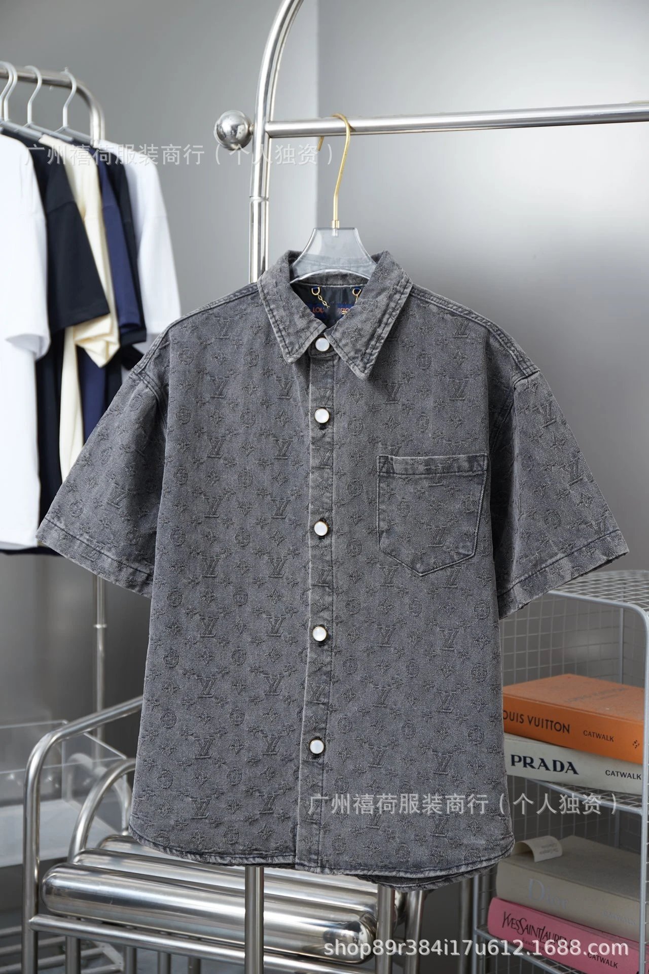 Louis Vuitton Matching Sets Denim set with embossed monogram panels — 9