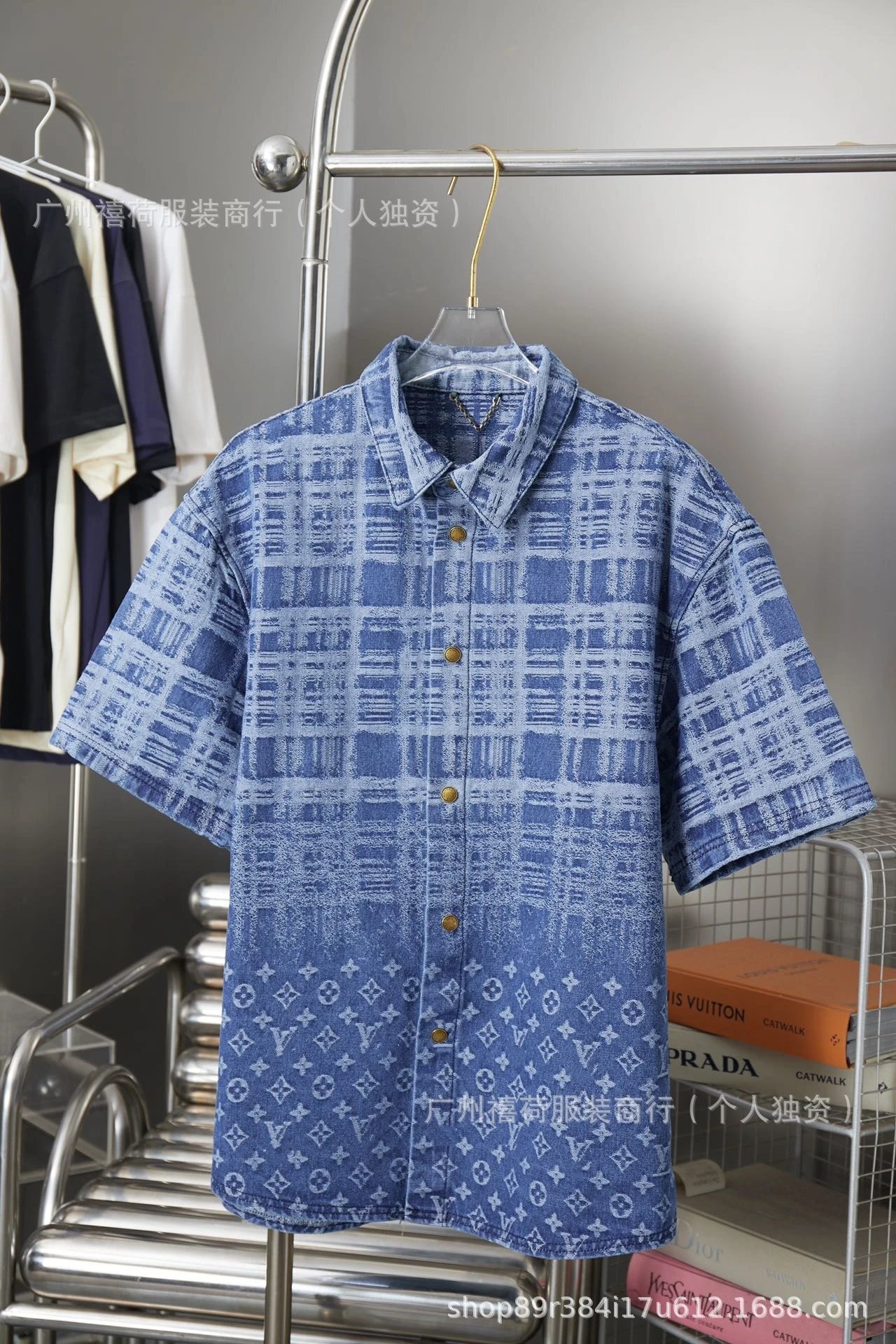 Louis Vuitton Matching Sets Denim set with embossed monogram panels — 23