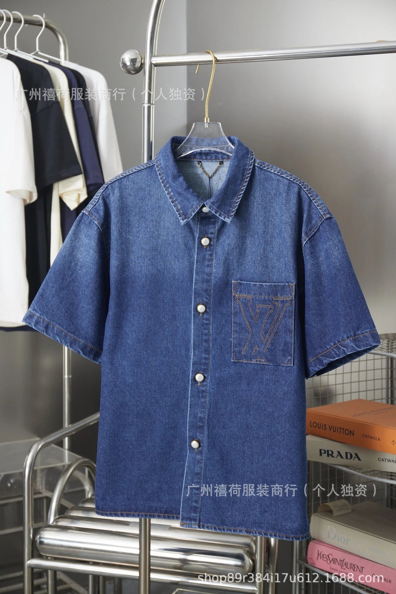 Louis Vuitton Matching Sets Denim set with embossed monogram panels — 25