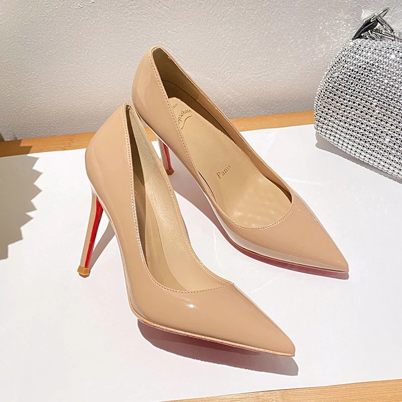 Closed-toe nude red bottom (6/8CM, ships 8CM by default)
