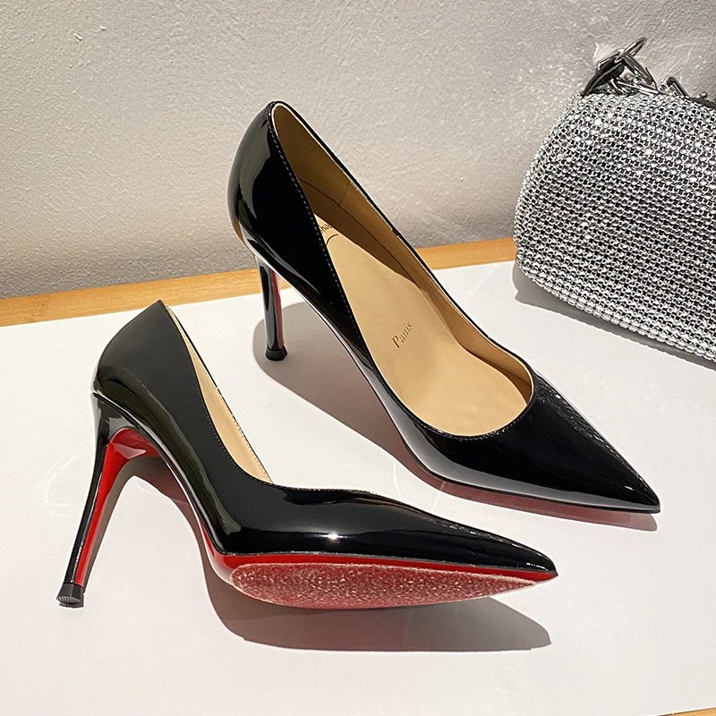 Closed-toe black red bottom (10CM)