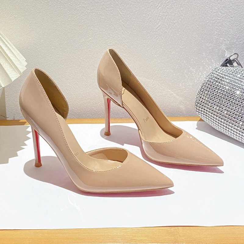 Side-cutout nude red bottom (6/8CM, ships 8CM by default)