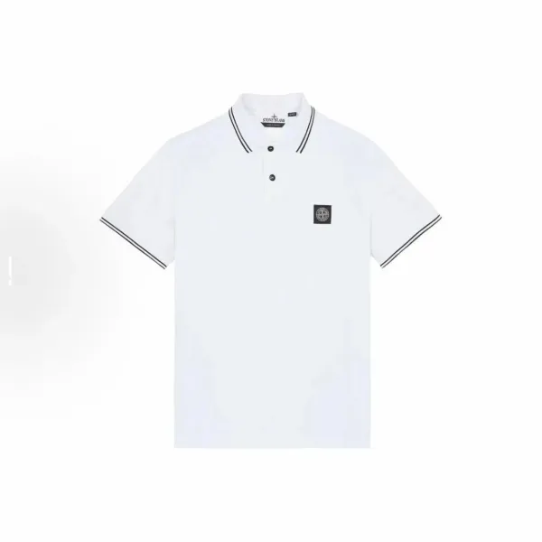 Stone Island Logo Patch Polo Navy Polo Shirt - 6