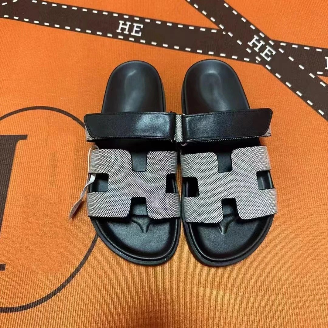 Hermès Oran Slide Sandals Green and Light Blue Suede Slippers - 10