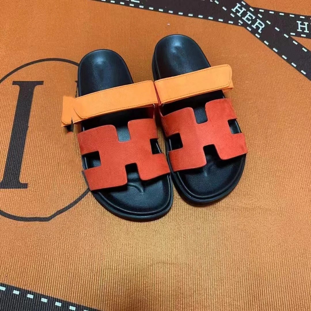 Hermès Oran Slide Sandals Green and Light Blue Suede Slippers - 8