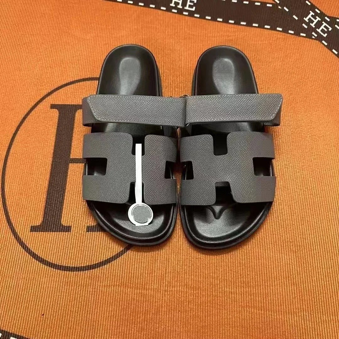 Hermès Oran Slide Sandals Green and Light Blue Suede Slippers - 19