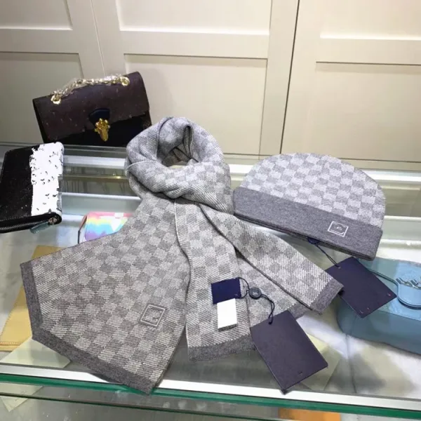 Louis Vuitton Monogram Canvas Beanie and Scarf Set Gray - 6
