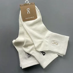 thumbnail for On socks 3 pairs of high-running couple four seasons solid color men's and women's embroidery fashion and versatile mid-length sports trendy socks