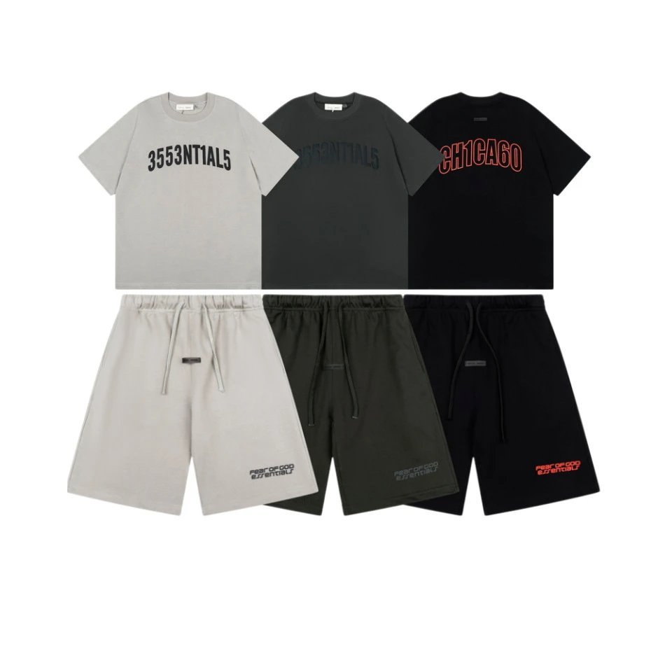 Fear Of God Essentials Grey Casual T-Shirt And Shorts Set