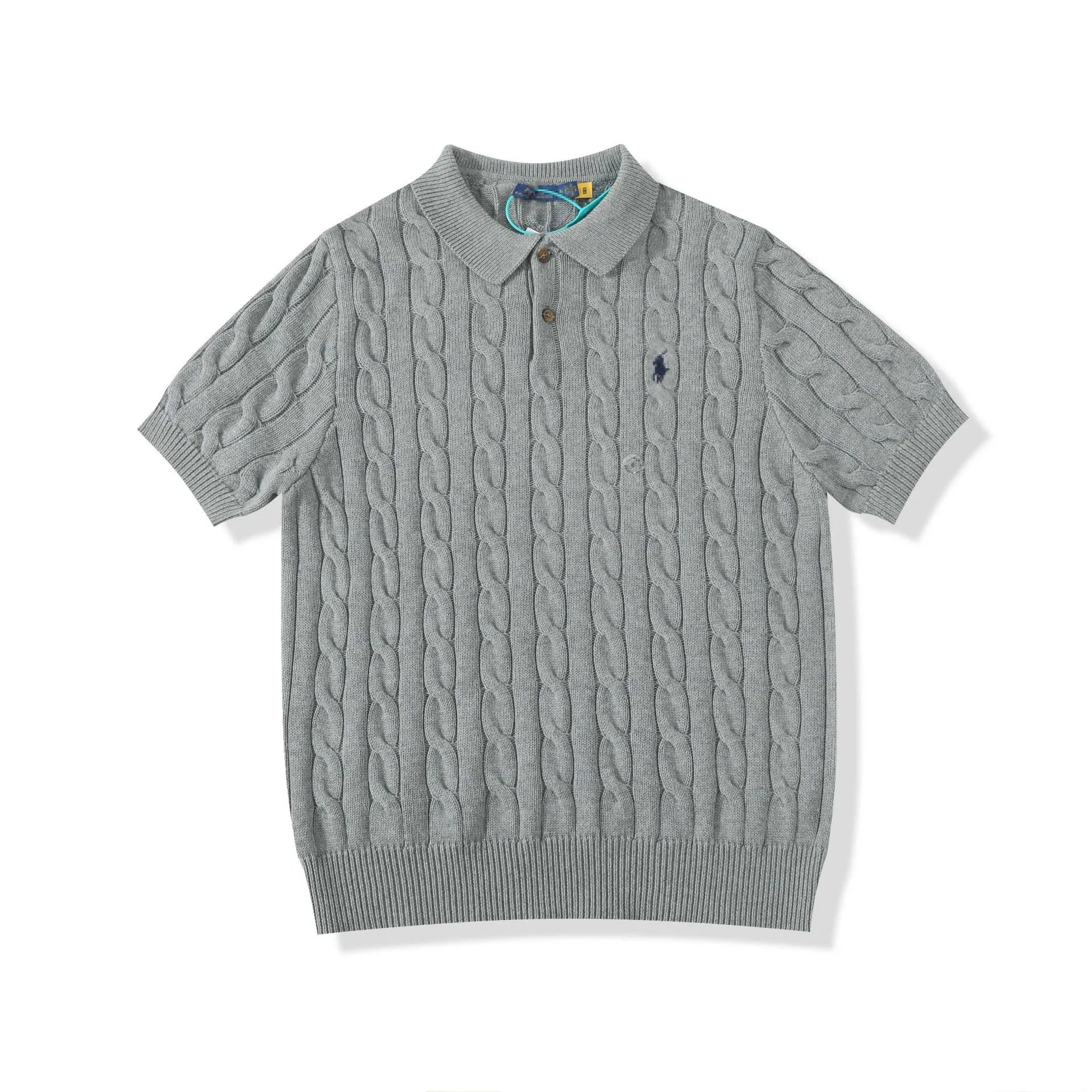Ralph Lauren Cable Knit Grey Polo Shirt