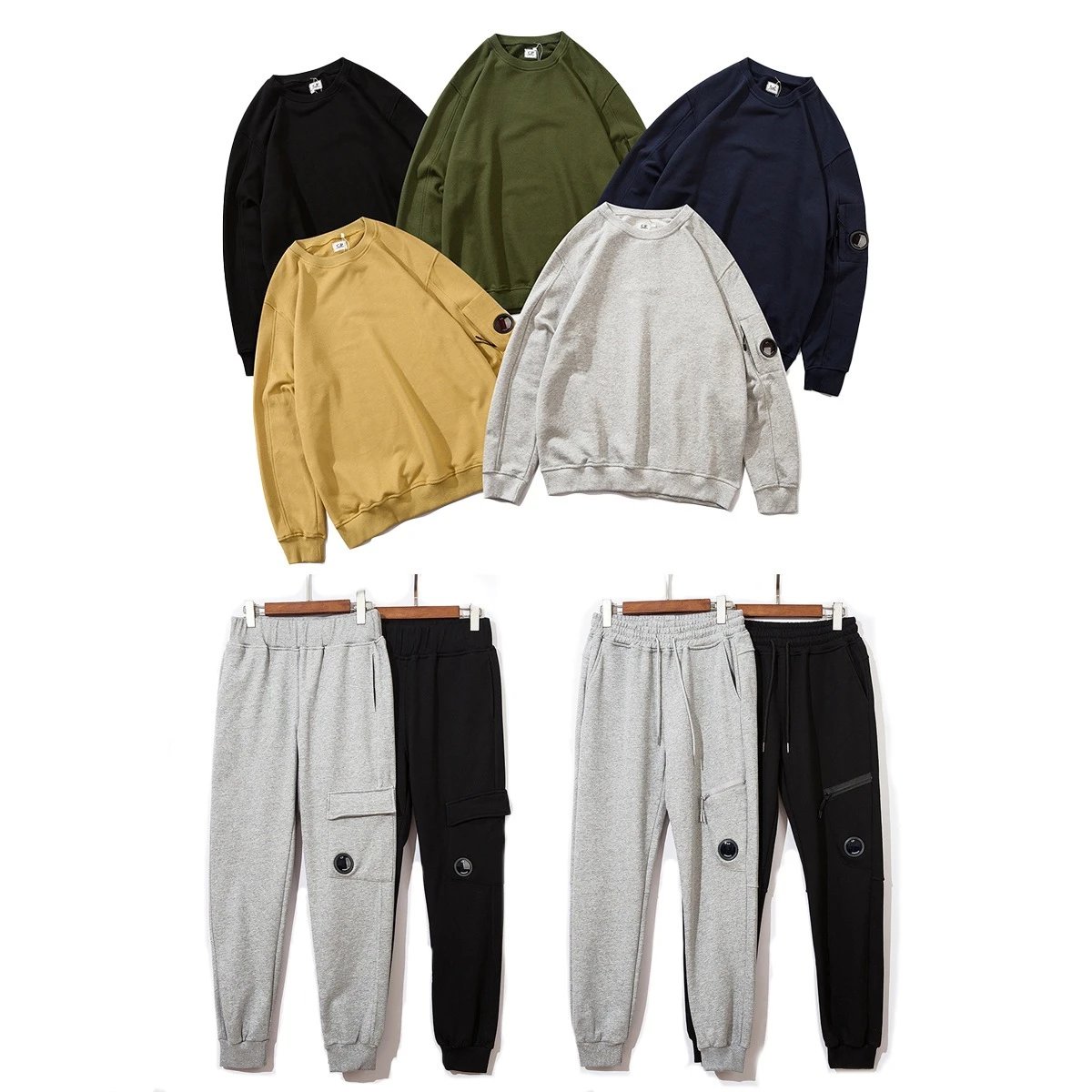 Unisex Sweatshirt Set Grey Casual Outfit