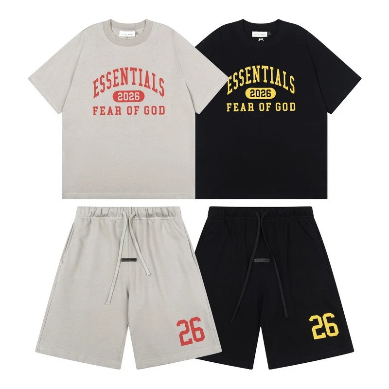 Fear Of God Essentials 2026 Grey And Black Casual Set