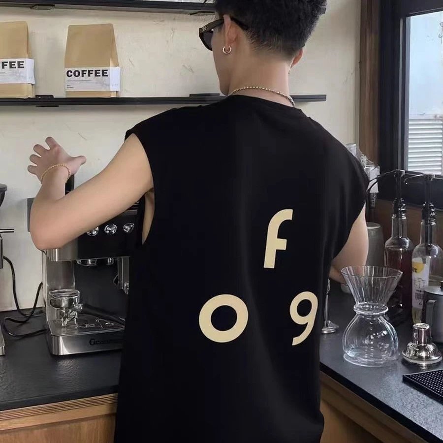 Unisex Black Sleeveless F09 Graphic Tank Top