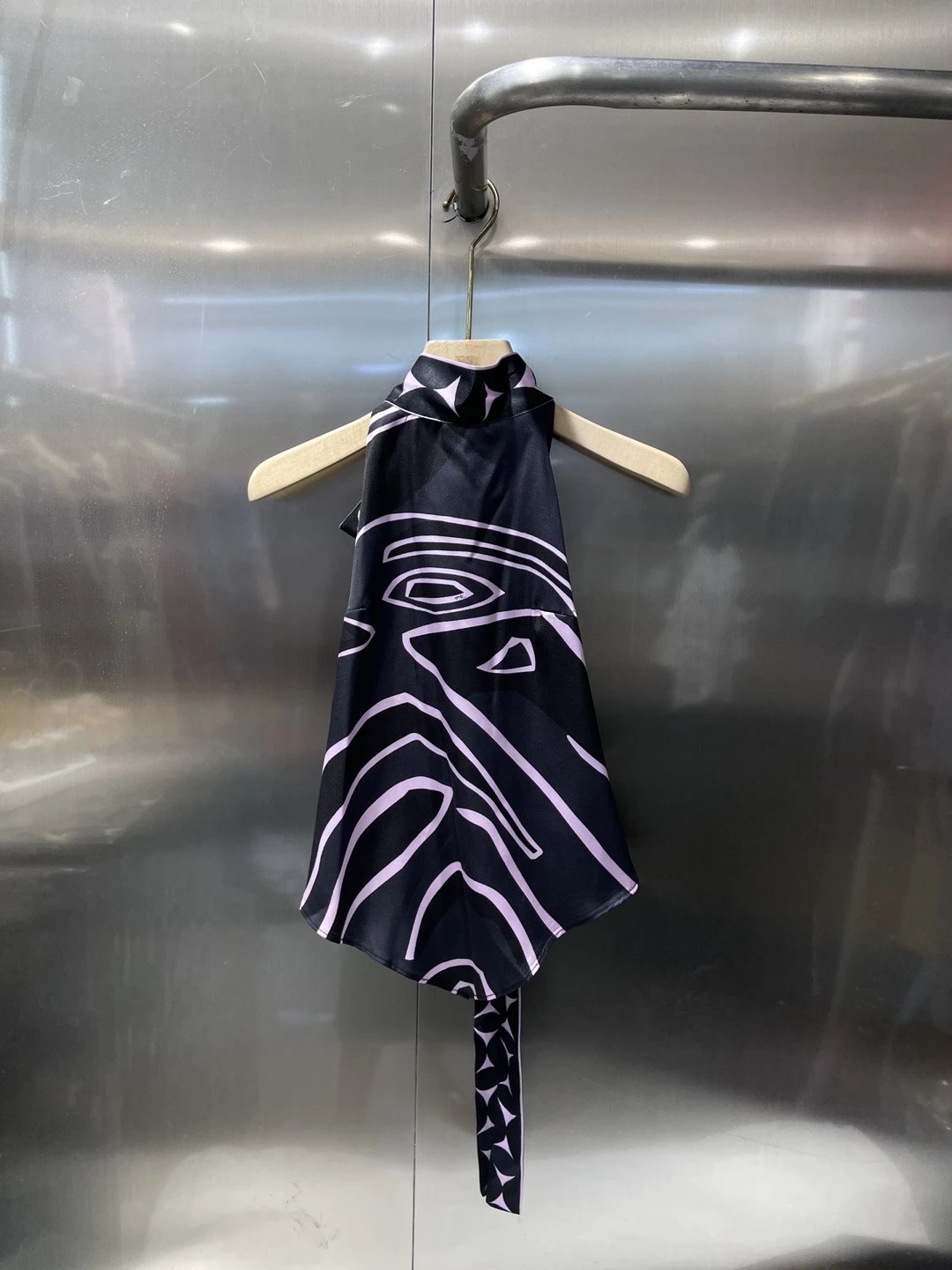 Abstract Print Black Silk Scarf Fashion Accessory