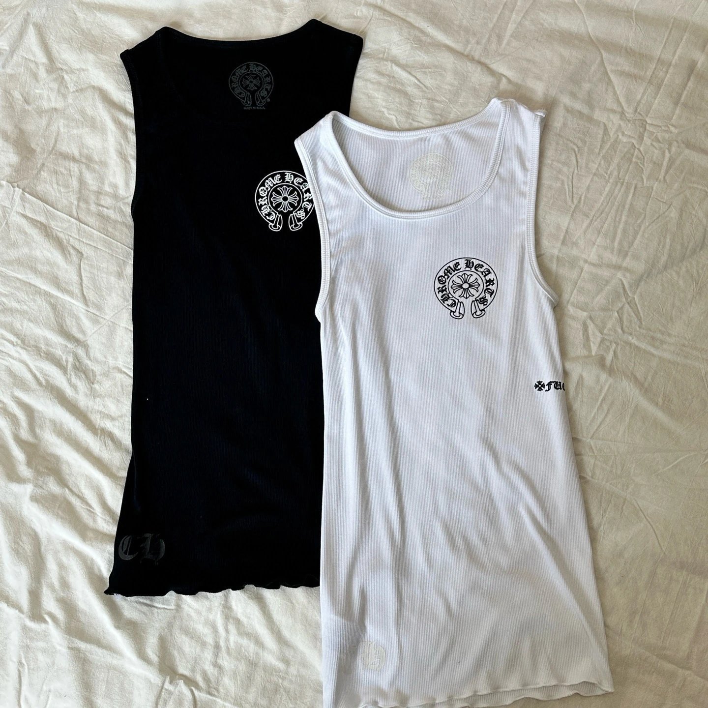 Unisex Ribbed Tank Top White And Black Casual Style