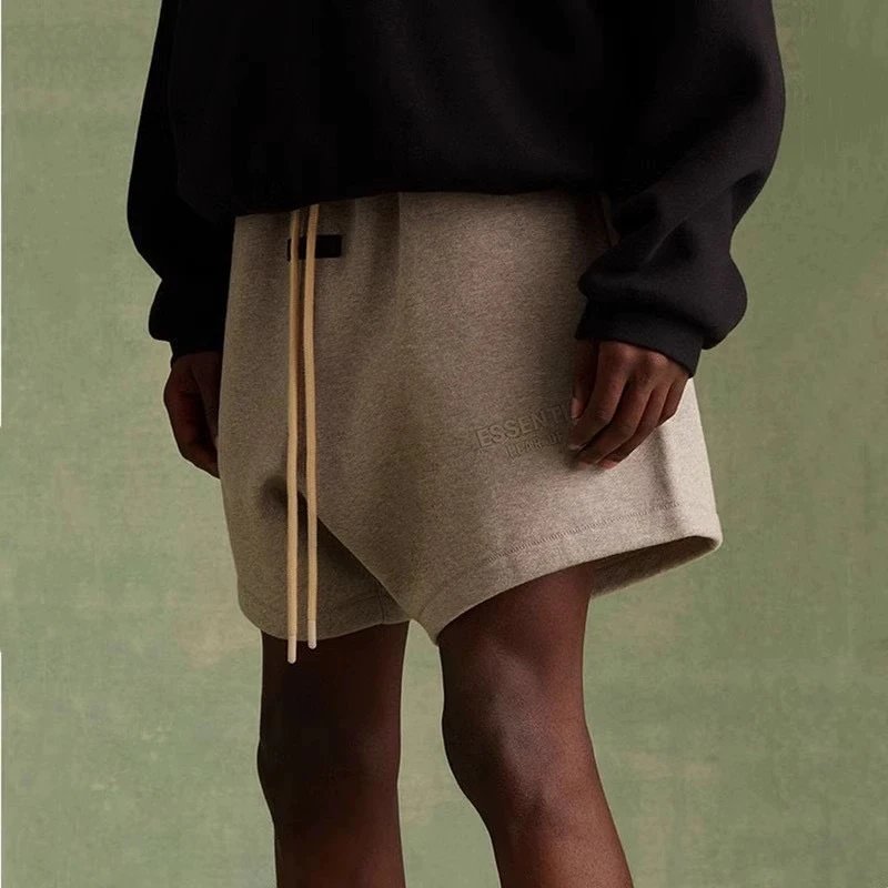 Essentials Oversized Beige Asymmetric Shorts