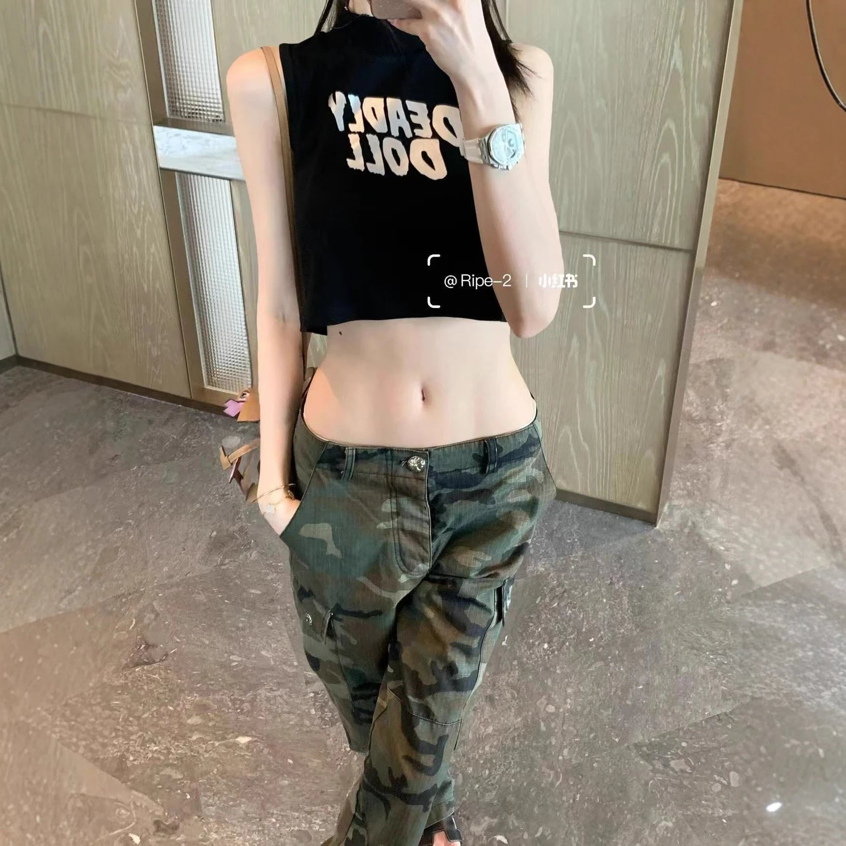 Unisex Camouflage Cargo Trousers Green Utility Style