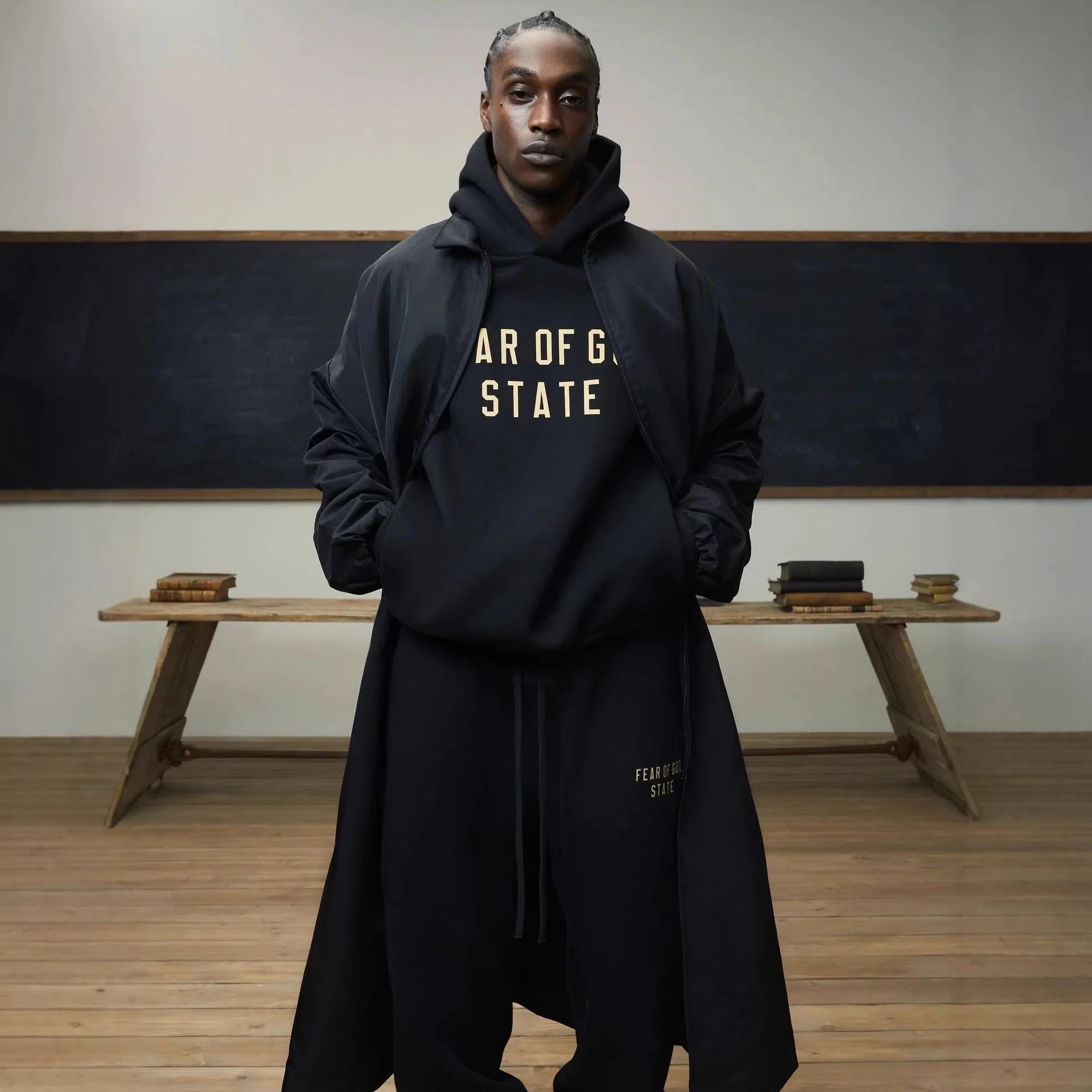 Fear Of God State Black Oversized Hoodie