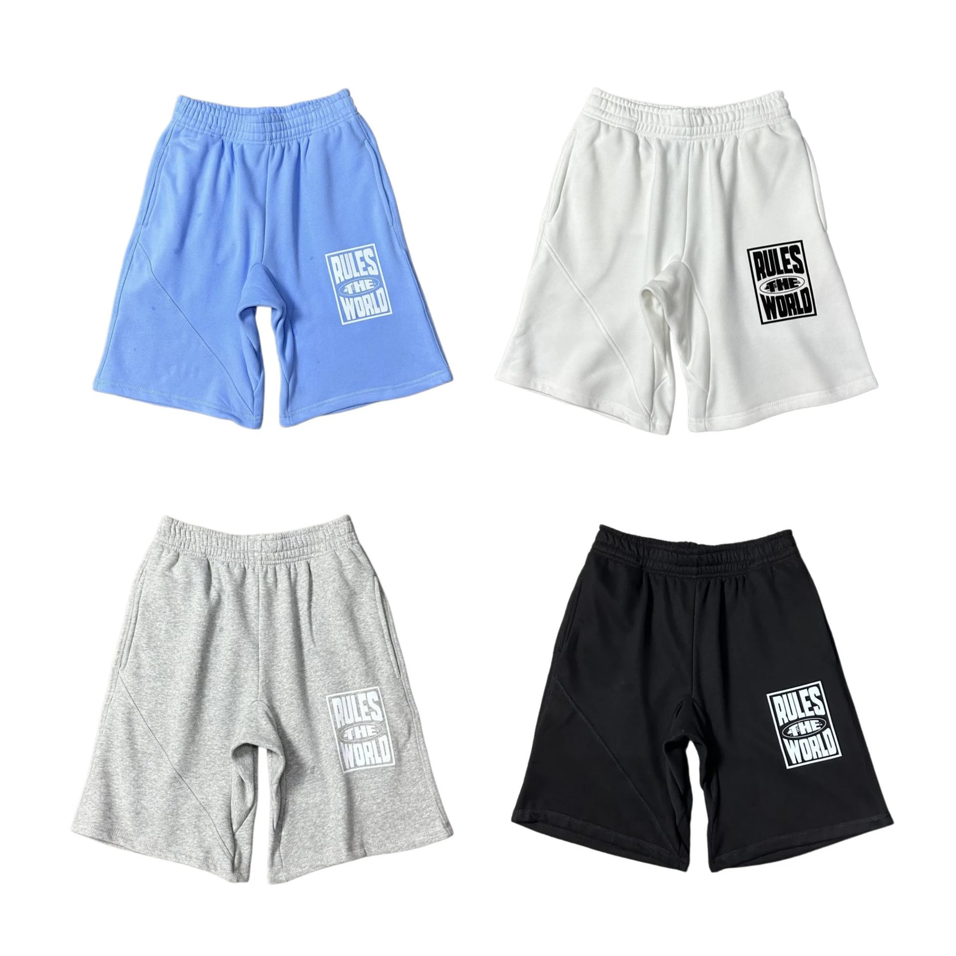 Rules The World Logo Blue Grey White Black Casual Shorts
