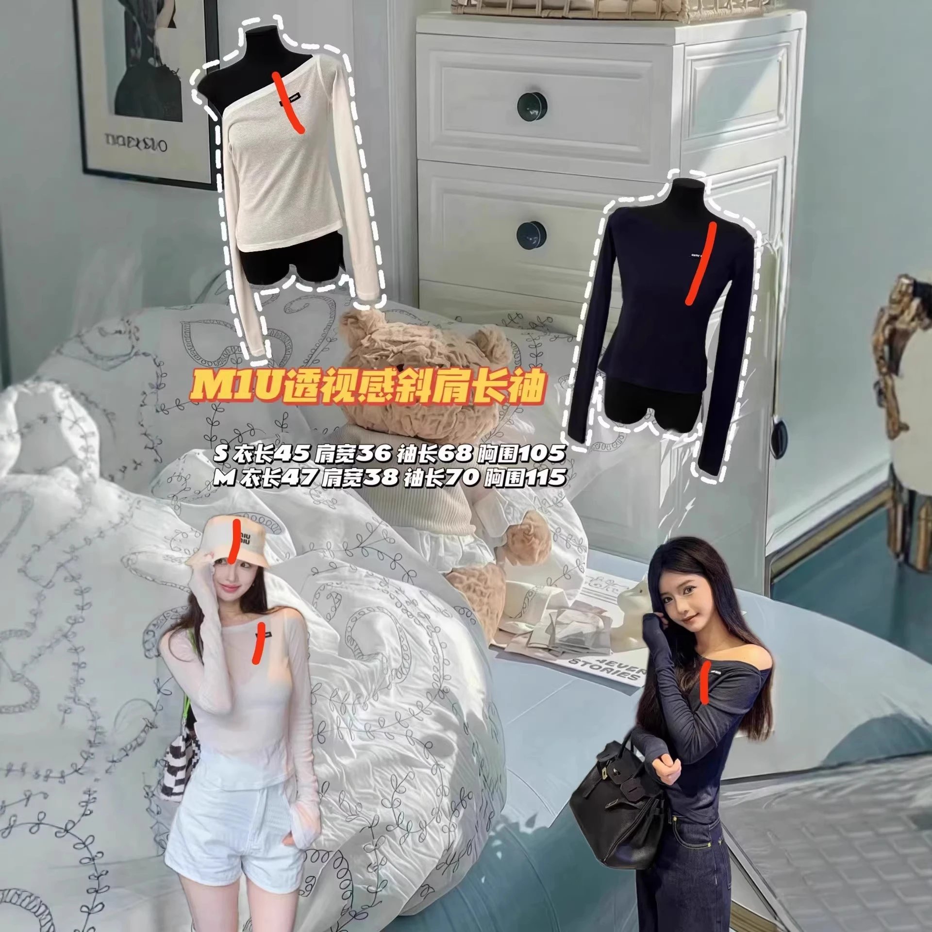 M1U Asymmetric Shoulder Long Sleeve White Fashion Top