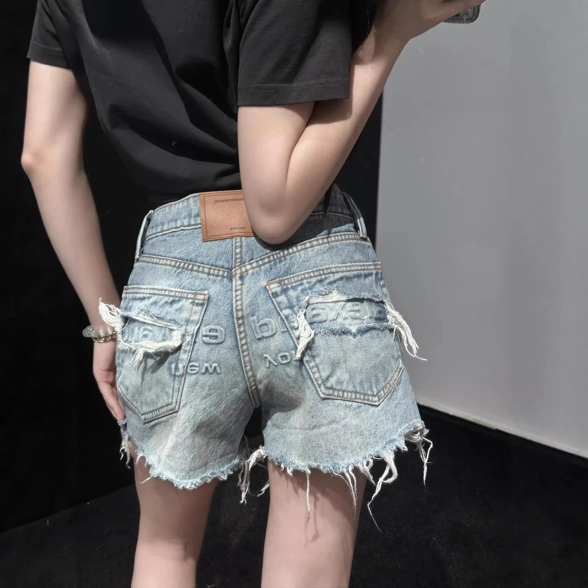 Grownbrow Light Blue Frayed Denim Shorts