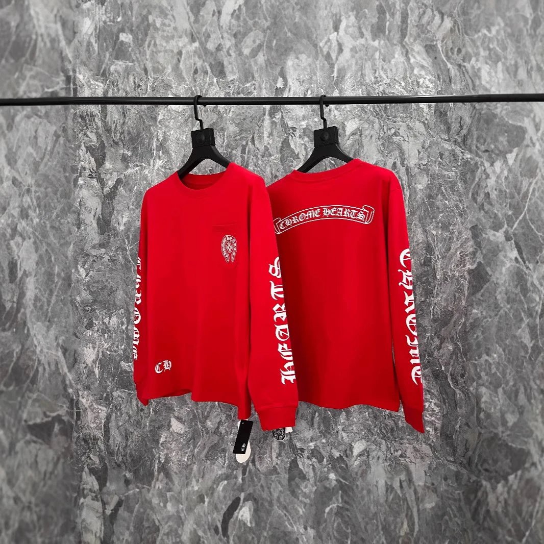Chrome Hearts Red Long Sleeve Graphic Sweatshirt