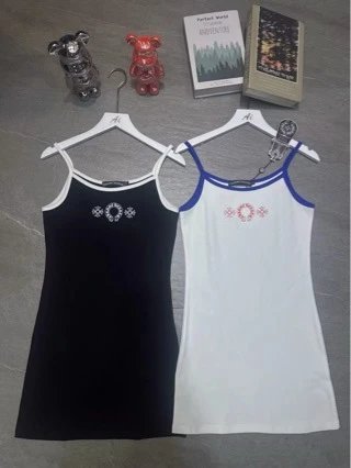 Cotton Sleeveless Dress Black And White Casual