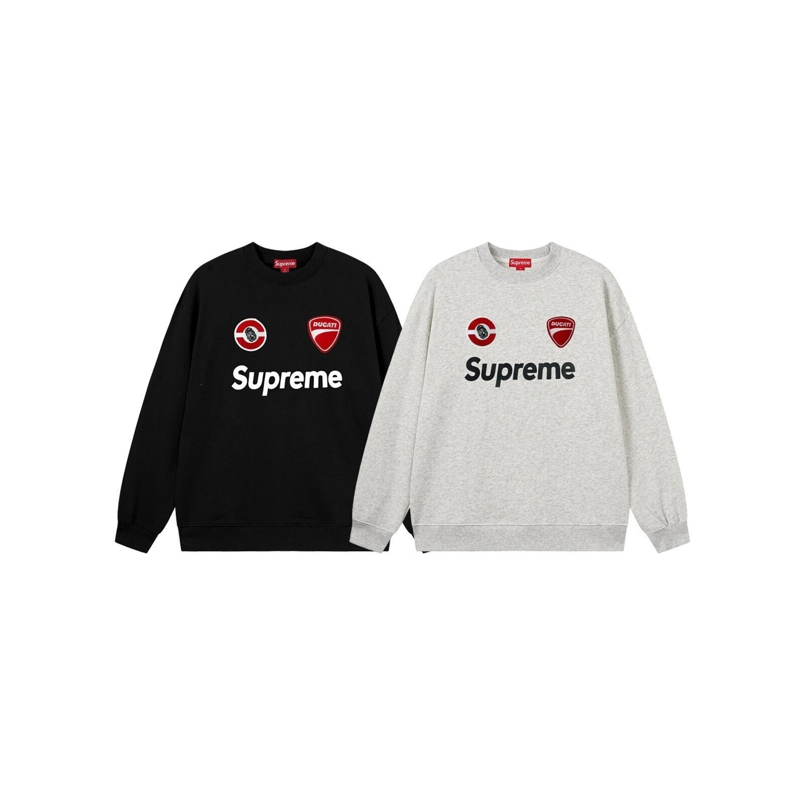 Supreme Ducati Black and Grey Crewneck Sweatshirt