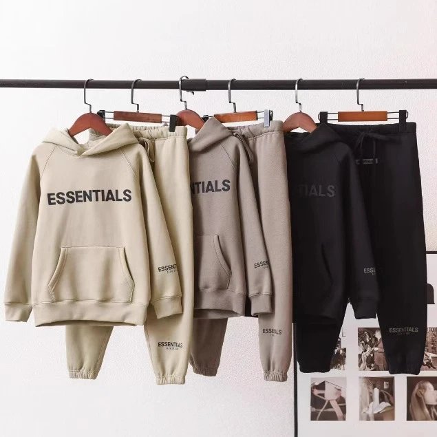 Essentials Hoodie Set Beige Casual Outfit