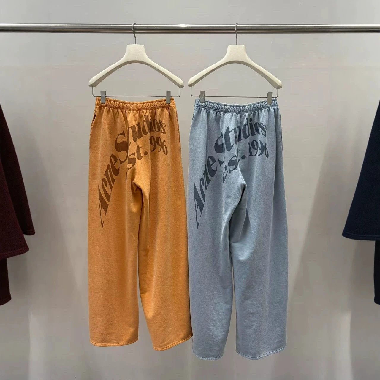Acne Studios Logo Print Orange Casual Trousers