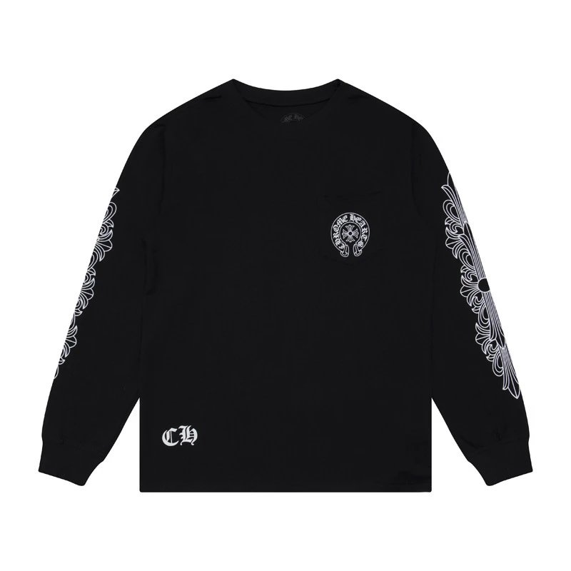 C H Long Sleeve Black Casual Sweatshirt