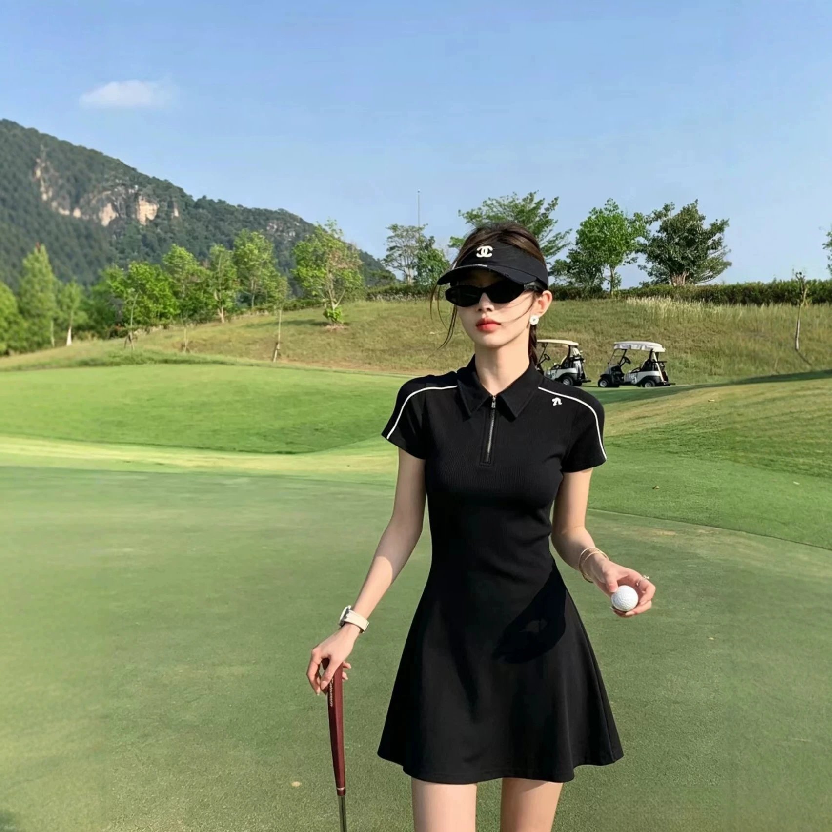 Chanel Golf Dress Black Sporty